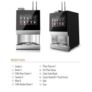 Professional Coffee Vending Machine With Gear Pump Ditting Grinder High Quality