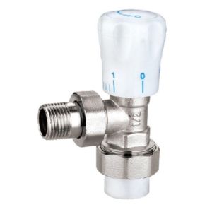 Cheap 1 2 Chrome Angled Manual Radiator Valves For PP Pipe Nickel Plated Scale Plastic Handle for sale