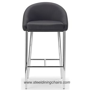 Fixed Black 460mm 870mm Fabric Counter Height Bar Stools With Stainless Steel
