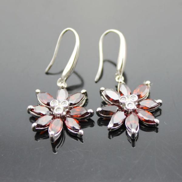 Quality Sterling Silver Garnet Cubic Zircon Dangle Earrings(FP022E) wholesale
