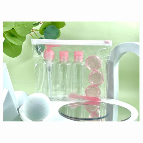PET Plastic Bottle and Cream Jar Travel Set for Packaging Cosmetics Skincare