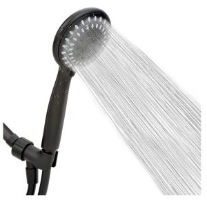 China ABS Nozzles Wall Mount Shower Head Matte Black 5 Spray Functions on sale