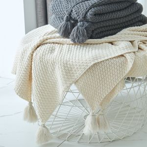 Nordic Style Knitted Wool Blanket for Travel Office Air Conditioning Sofa