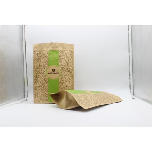 ziplockk Kraft Paper Stand Up Pouch Recyclable Biodegradable For Coffee Tea