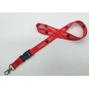 Nice Looking Dye Sublimation Lanyards / Black And Red Lanyard For School Id