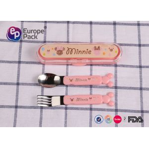 Customized Cartoon Printing Children Cutlery Sets With Spoon / Fork / Box