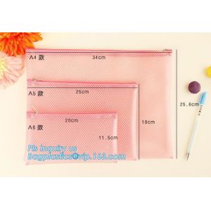 Office A4 /A5 size pvc plastic mesh zipper file bag, B6 A5 B5 A4 transparent