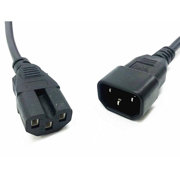 High quality 3pin C14 exchange to C15 black extension power cord 0.5m-10m copper