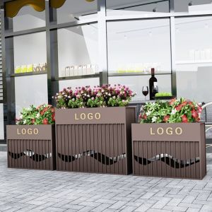 Outdoor large rectangle hollow out metal steel planter box