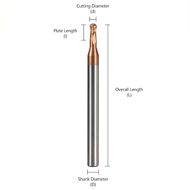 Tungsten Carbide End Mill with 2-8mm Flute Length, 4mm Shank Diameter, and 50mm