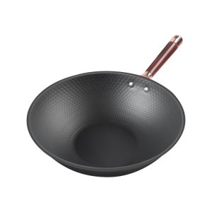 Cast Iron 2.5kg Non Stick Stir Fry Wok Uncoated Frying Pan 32cm Skidproof