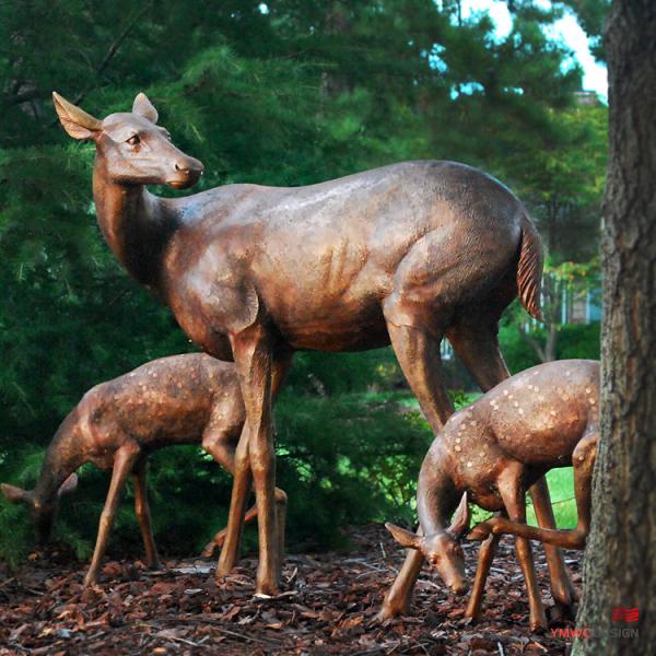 Europe Regional Feature Bronze Sika Deer Sculpture for Custom Metal Animal Statues