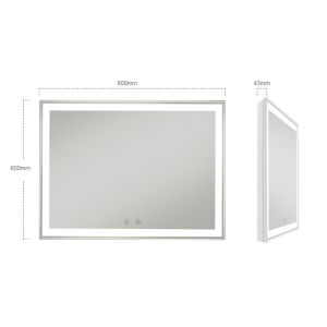 1650lm Dimmable Backlit Bathroom Mirror 22W 700mm Touch Sensor