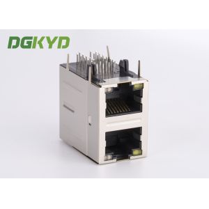 Gigabit ethernet stack dual port RJ45 connector with transformer for industial