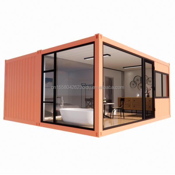 Affordable 20ft or 40ft Portable Light Steel Flat Roof Container Prefab Studio Home House with Customized Color