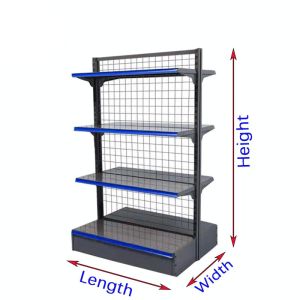 Metallic Grid Display Racks Supermarket Cold Rolled Steel Shelves