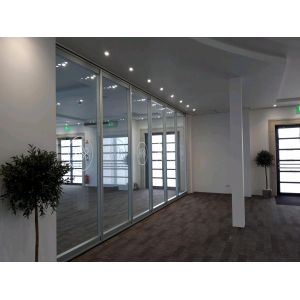 Transparent Glass Tempered Movable Partition Walls / Folding Glass Divider