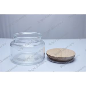frosted glass jar with wooden lid for wholesale