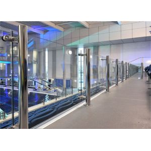 Modern Hotel Glass And Steel Staircase Railing With Clear / Brown / Grey Color