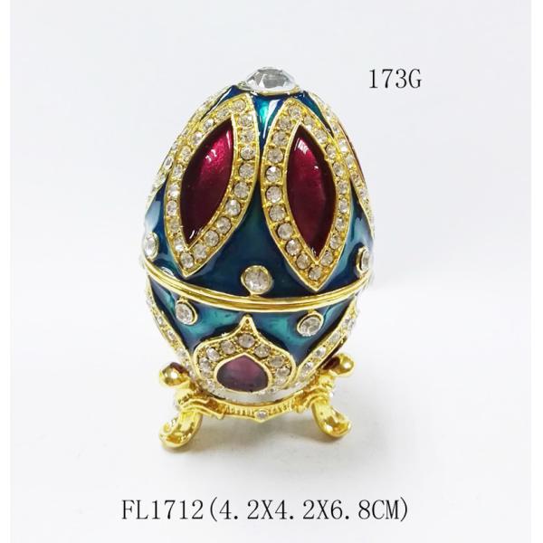 Enamel Faberge Easter Egg Jewelry Box Metal Enameled Painted Easter Egg Jewelry Trinket Box Organizer Home Decoration