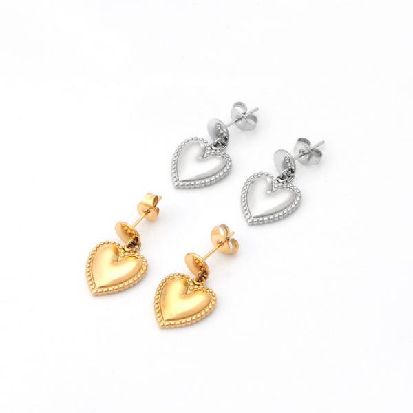 Stainless steel heart-shaped women's gold earrings with personalized peach heart design earrings