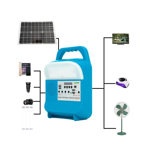 Camping Portable Solar Kit With Panel Charger Light Radio Home Storage Energy