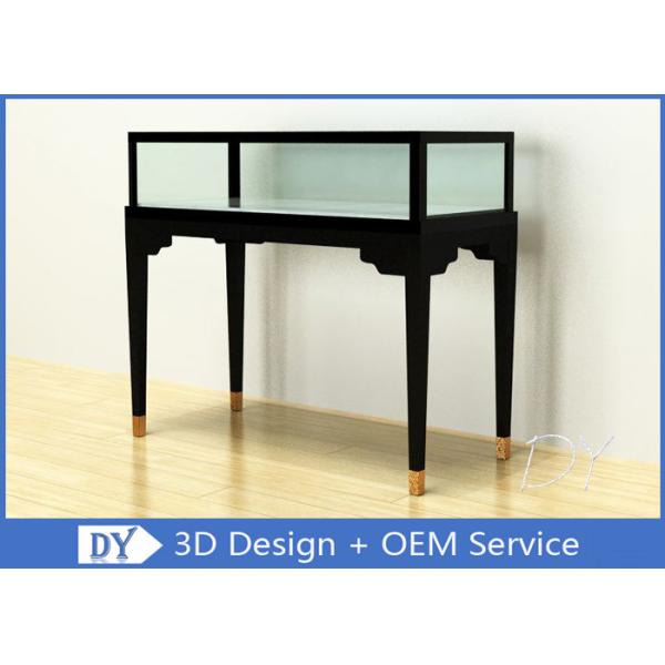 Quality Black Stainless Steel Frame Jewellery Display Counter With Locks 10mm Thickness wholesale