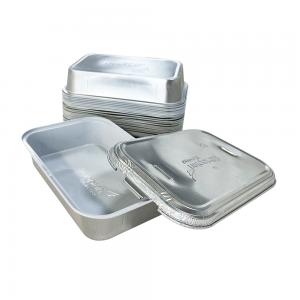 Cheap Food Packing Aluminum Foil Container With Lid For Takeout To Go Food Package Oval Tray for sale