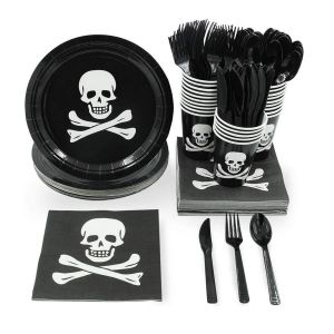 Party Banner Eco Friendly Fancy Sturdy Black and White Disposable Dinner Plates