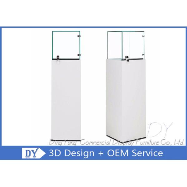 Quality White Wooden Retail Glass Display Cabinets With Locks 400 X 400 X 1350MM wholesale