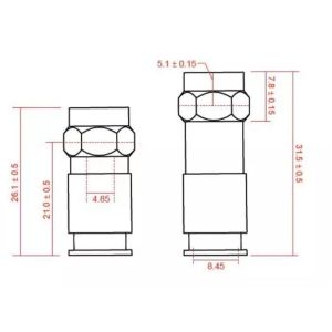 OEM Compression F Connector For Rg59 / Rg11 / Rg316 Ppc Ex11 And Ex6xl