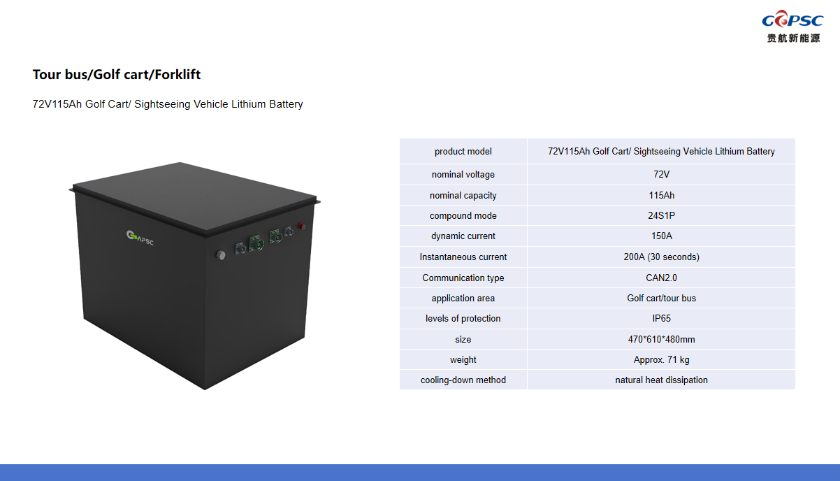 72V115Ah Golf Cart/ Sightseeing Vehicle Lithium Battery