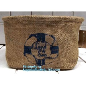 Cheap Fabric 3 sets Jute home organization storage basket/boxes stackable for household with cotton handle bagease package for sale