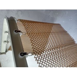 Gold Color Architectural Metal Mesh Curtains Aluminium Material For Decoration