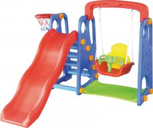 China CE standard kindergarten kids toys indoor plastic slide with swing set on sale