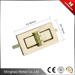 Promotion gold handbag square turn lock for bag fittings,43.8*24.18mm,light gold