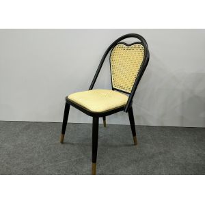 86cm Wrought Iron Dining Chair With Rattan Backrest