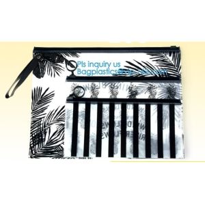 Cheap slider LDPE A5 plastic document bag, Zipper slider clear custom undergarment packaging bag, Frosted PVC Swimwear Packing for sale