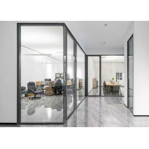 Cheap Framed Glass Partition Wall Vertical Full View Interior Glass Partition Wall With Aluminum Frame for sale