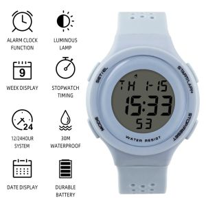 Colorful LCD Digital Hand Watch With Original Silicone Rubber Strap