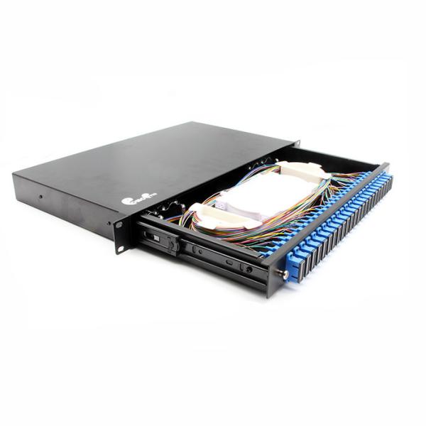 Quality 19" 1U 24 Ports 48 Fibers Rack Mount ODF Sliding Rail Optical Distribution Frame SC Duplex Patch Panel wholesale
