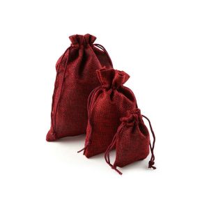 China Natural Jute Gift Bags High Durability For Snacks / Cream Jars / Coins Storage on sale