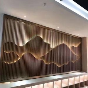 China Stainless steel 3D wall decoration panel room divider with light on sale