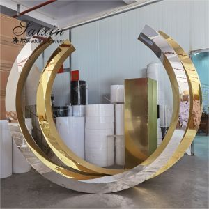 Factory sale hexagon mirror acrylic arch backdrop for event stage decoration