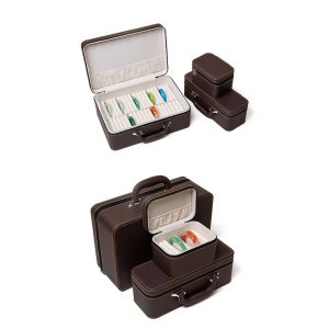 VINTAGE LARGE CAPACITY LEATHER BRACELET BOX STORAGE BOX HOUSEHOLD PORTABLE JADE