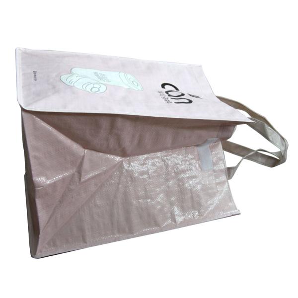 Promotional Recycle Printed 120g CAN Pink Shining PP Shopping Bag With White Velcro
