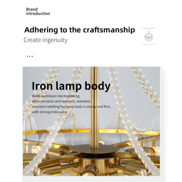 Modern Simple Pearl Feather Glass Chandelier Luxury Living Room Lamp Bedroom Dining Room White Chandelier(WHCY-253)