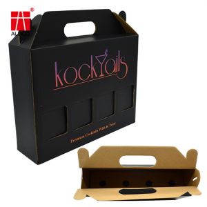 Corrugated Cocktail Set Gift Box , B3 B9 W9 4 Bottle Wine Box