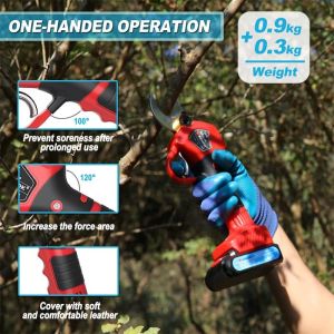Cordless Electric Pruner Tree Branch Cutter with 2pcs 2Ah Lithium Batteries 1.57