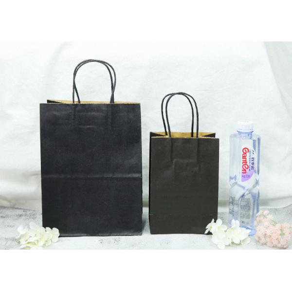 Quality Paper Handle Eco Paper Bags , Black Kraft Paper Bags Without Printing wholesale